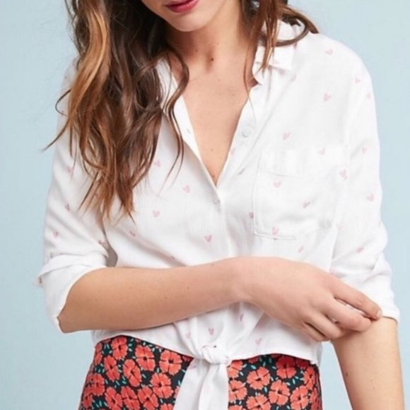 Rails Tops - Rails Val Scribble Heart Tie Button Top - Large